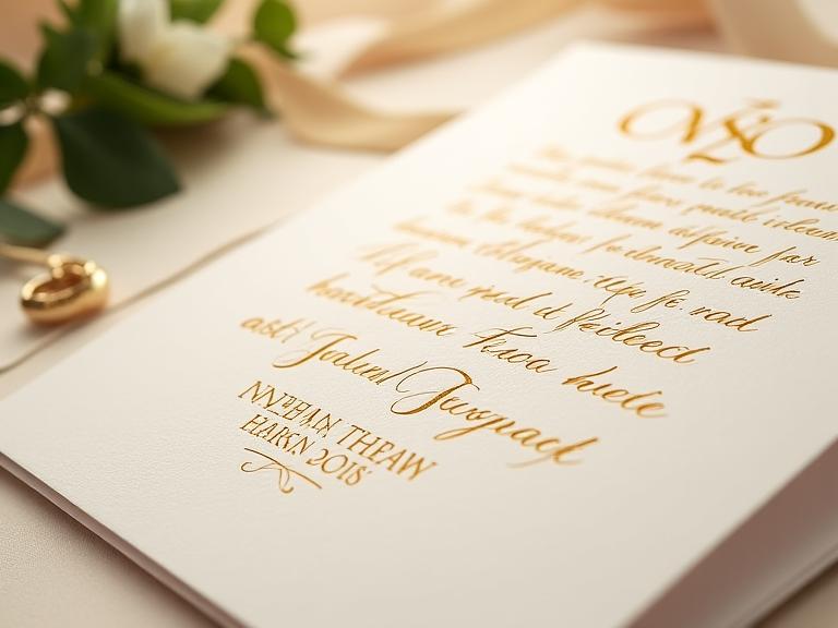 Custom Filipino wedding invitation with traditional calligraphy and modern design elements